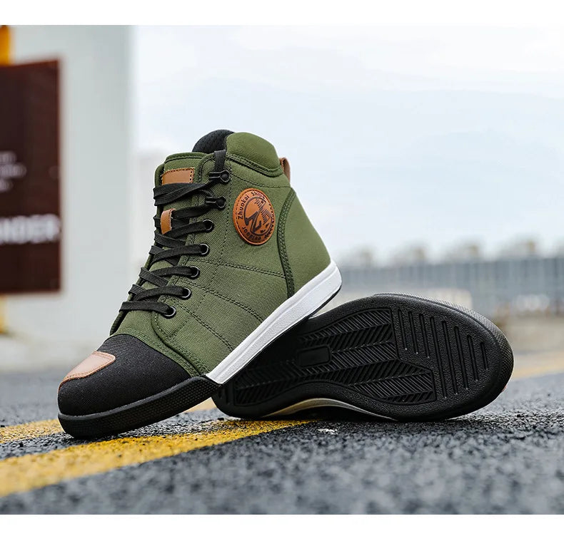 Motorcycle Shoes Men Riding Boots Casual Flat Shoes Anti-collision Toe Heel Protection Outdoor Cycling Motobike Sports Sneakers
