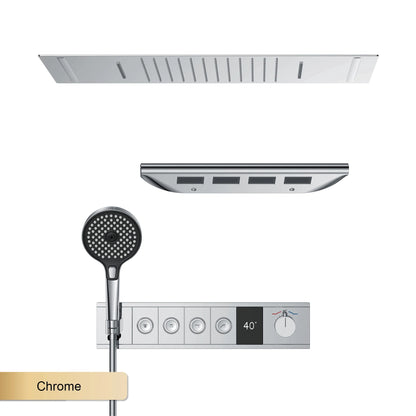 Ceiling Mounted LED Digital Display Thermostatic Shower System.Embedded waterfall style brass bathroom mixer for hot&cold water
