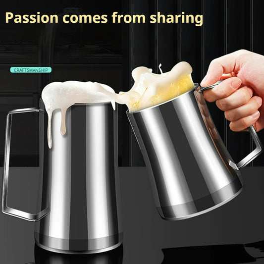 600/400ml Double Layer Stainless Steel Beer Mug Outdoor Camping Western Coffee Mug with Handle Thermal Portable Mug Mugs