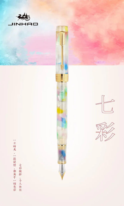 Jinhao 100 Fountain Pen Commemorative Resin Good Pen Nib 18 KGP Gold Sandwiched Thin Tod Small Business Office Gift Pen
