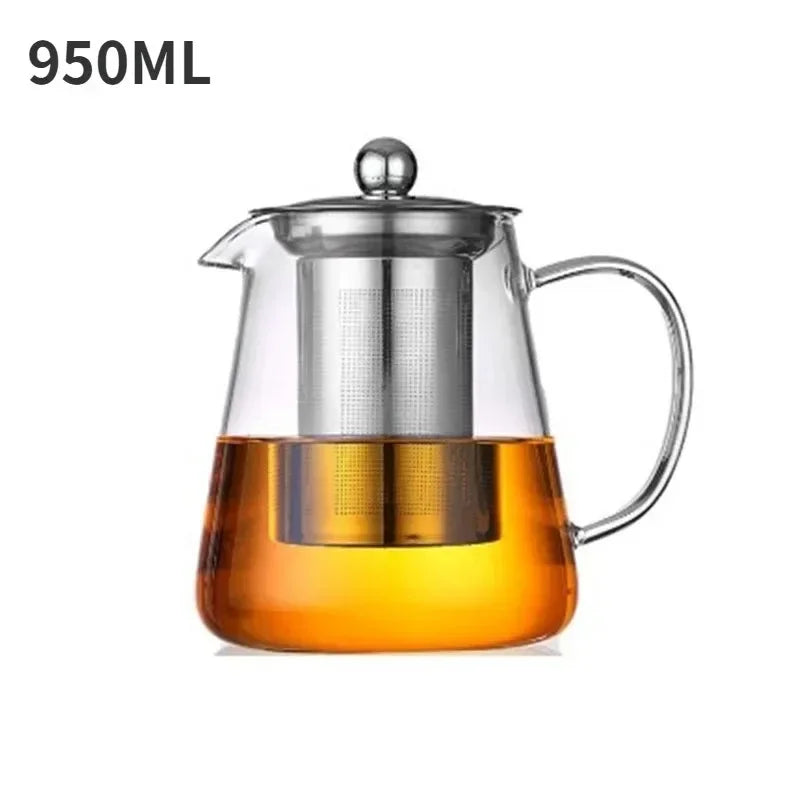 450/1300ML Arshen Filterable Heat-resistant Glass Teapot With 304 Stainless Steel filter Can Heated on Fire Clear Glass Teapot