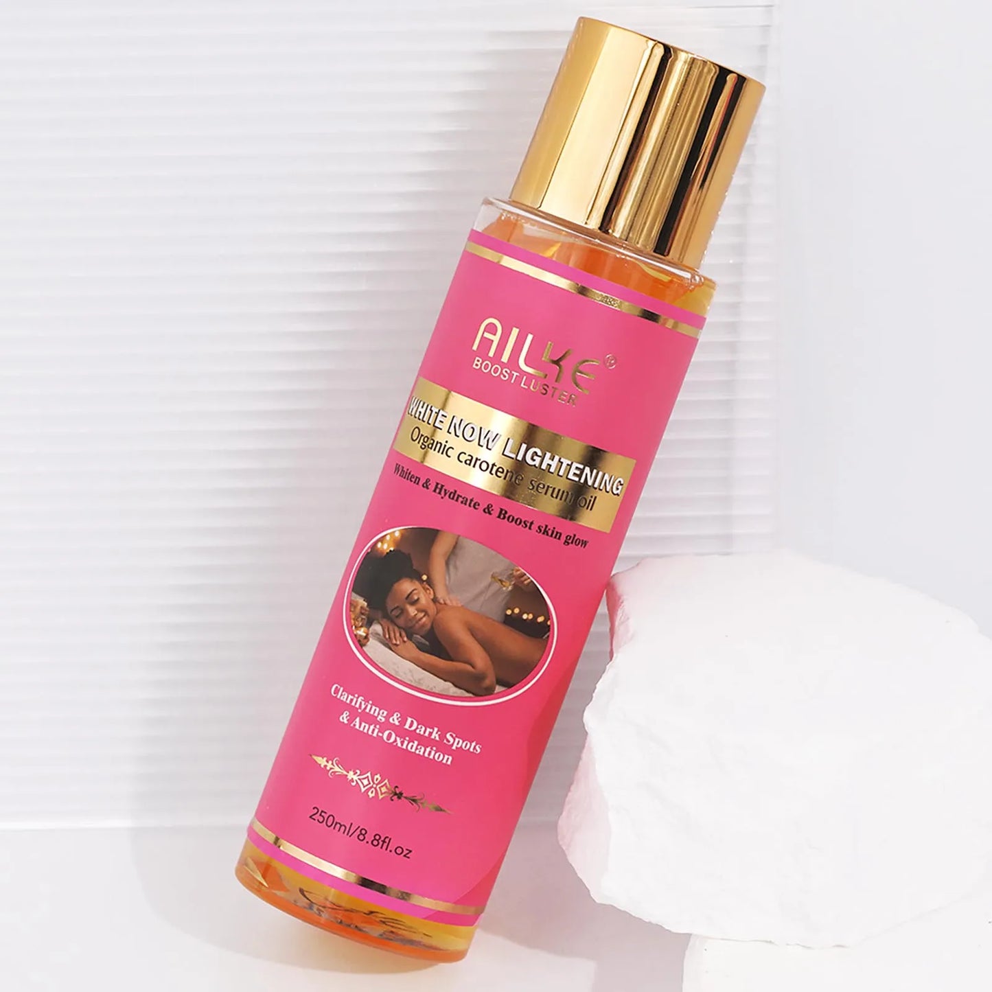 AILKE Organic Carotene Serum Brightening Body Oil, Smooth Skin, Moisturizing, With Vitamin E, Rose Essential Oil, 250ml/ 8.8 oz