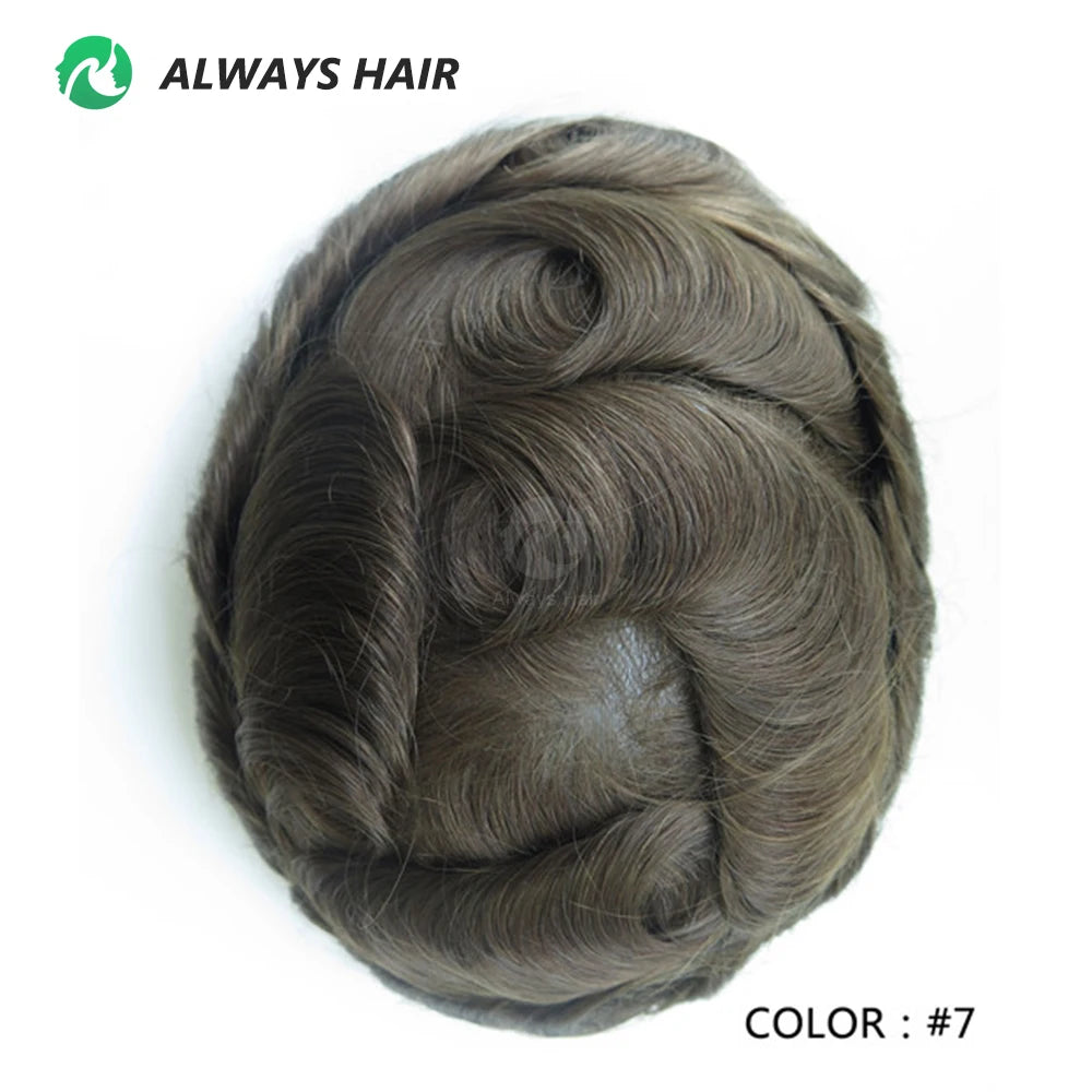 I SKIN Men's Capillary Prothesis 0.12-0.14mm Indian Human Hair 130% Hair Density Men Toupee 6x8 6x9 7x9 7x10 8x10 Size Wig Man