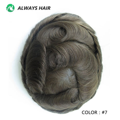 I SKIN Men's Capillary Prothesis 0.12-0.14mm Indian Human Hair 130% Hair Density Men Toupee 6x8 6x9 7x9 7x10 8x10 Size Wig Man