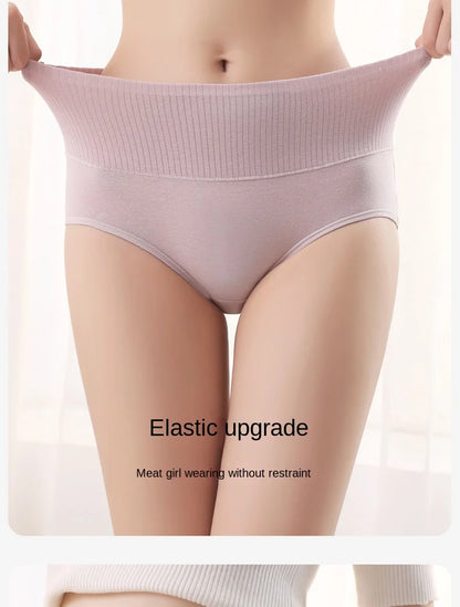 Cotton Women's Panties Elastic Soft Large Size XXL Solid color Ladies Underwear Breathable Sexy High Waist Tummy control Briefs