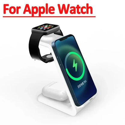 VIKEFON  3 in 1 Wireless Charger Stand for iPhone 16 15 14 13 12 Samsung Galaxy Apple Watch Airpods Pro Fast Charging Station