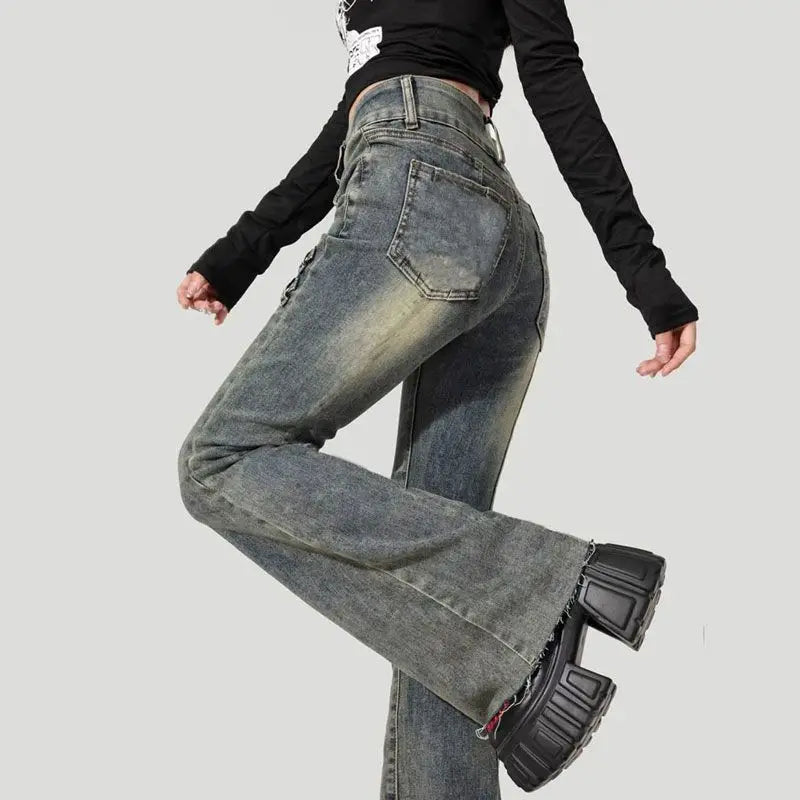 Retro High-waisted Flared Jeans Women's 2025 Summer Thin New Slim-fit Pants