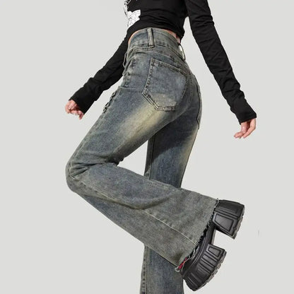 Retro High-waisted Flared Jeans Women's 2025 Summer Thin New Slim-fit Pants