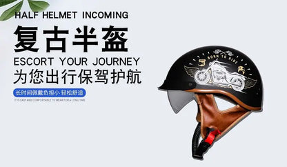 Retro helmet motorcycle helmet motorcycle half helmet four seasons summer wear endoscopic safety hat helmet cruise helmet Riding