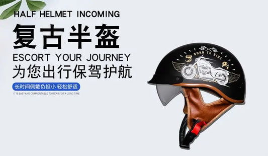 Retro helmet motorcycle helmet motorcycle half helmet four seasons summer wear endoscopic safety hat helmet cruise helmet Riding