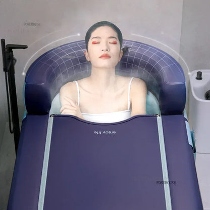 Large Capacity Inflatable Bathtub Portable Home Folding Spa Steam Sauna Bathing Bucket Hotel Space Capsule