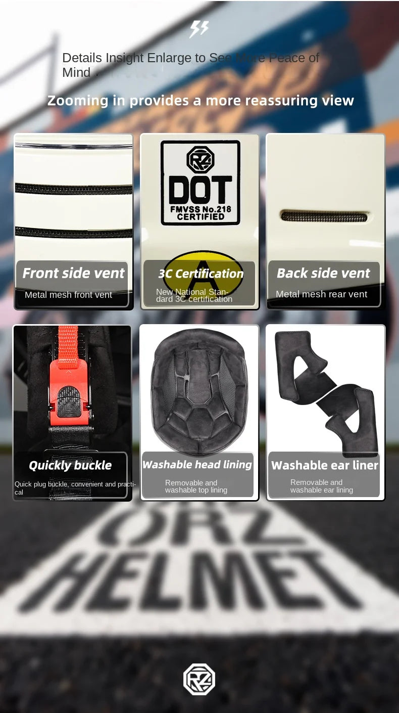 ORZ Motorcycle Helmet DOT Certification Retro Full Face Off Road Helmet Cascos Para Motos Capacete Casco Moto