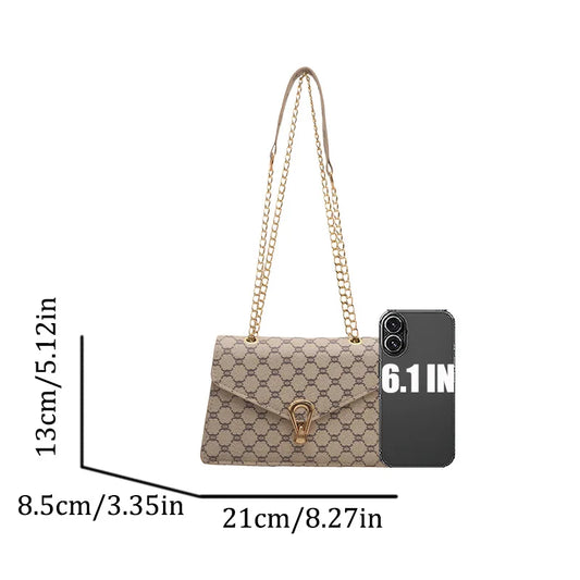 Women's Printed Crossbody Bag with Metal Lock - Fashion Shoulder Bag,Lightweight & Durable for Daily Use/Travel