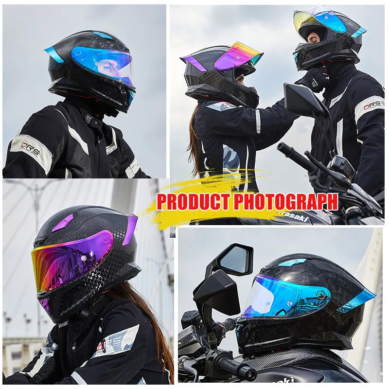 All-New Carbon Hybrid Retro High Quality Full Face Motorcycle Helmet Anti-Fog Visor Stabile Zero Glare Reduce Pressure Points
