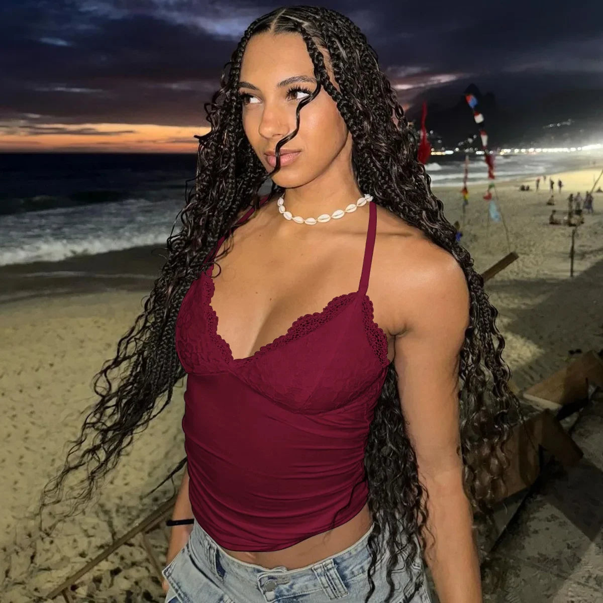 2025 New Fashion Tank Top Sexy Lace Backless Women Tops Strap Tank Top Sexy Women Clothing m