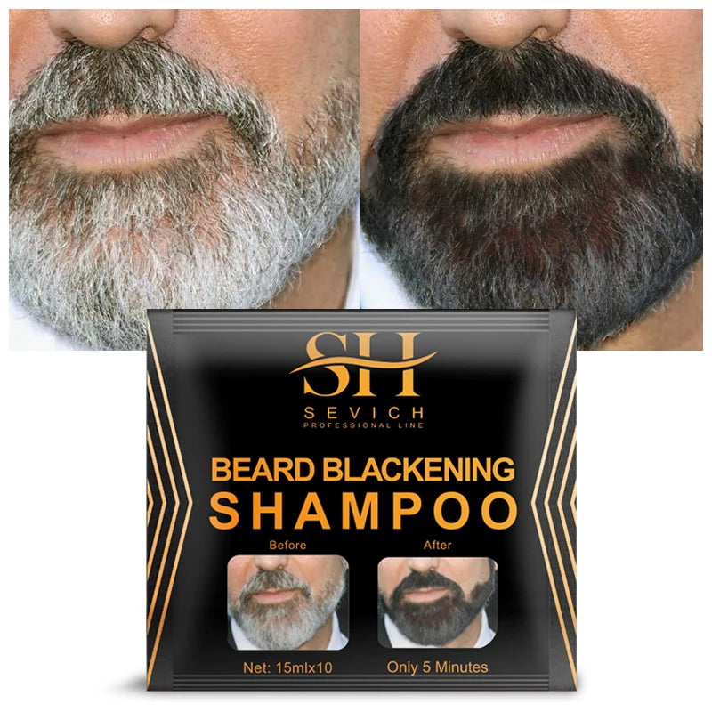 Sevich Instant Hair Dye Black Beard Shampoo Beard Paint Men Beard Coloring Dye Natural Temporary Blackening Moustache Shampoo