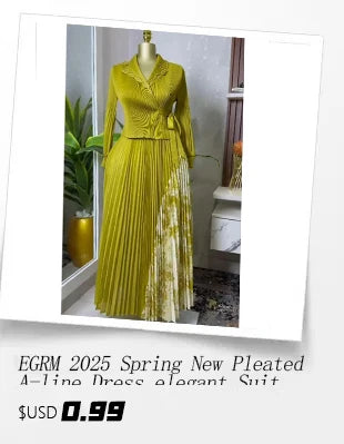 EGRM Miyake Pleated Robe Plus Size Women's Dresses Sets Fashion Strapless Skirt Cardigan Trench Coat Party Dress 2-Piece Set