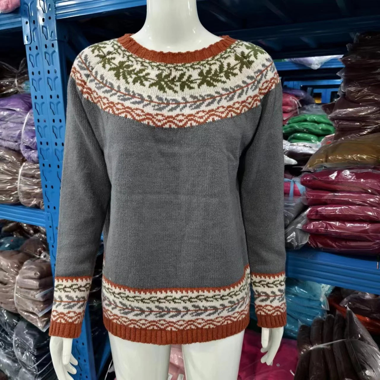 2025 Spring Knitted Women Sweater Print O-neck Long Sleeve Casual Loose Sweaters Female Winter Elegant Trendy Ladies Clothes