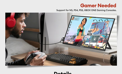 ZEUSLAP 18.5" Touch Screen Portable Monitor 100Hz 100% sRGB With Screen Holder Stand For Laptop Phone Xbox PS4 PS5 Switch