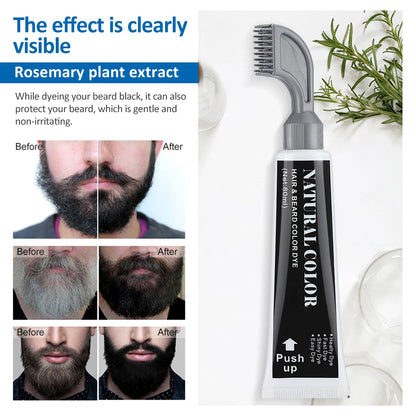 Hair Dye Cream Black Beard Dye Cream For Men Permanent Plant Beard Dye Shampoo Fast Cover White Grey Beard Hair Care