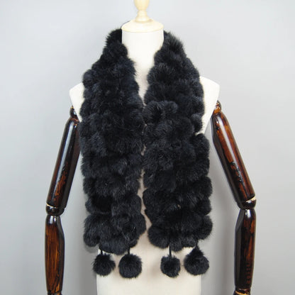 Women Winter Warm Real Rabbit Fur Scarf Hot Sale Natural Rabbit Fur Muffler 2025 Lady 100% Genuine Fur Scarves Wholesale Retail
