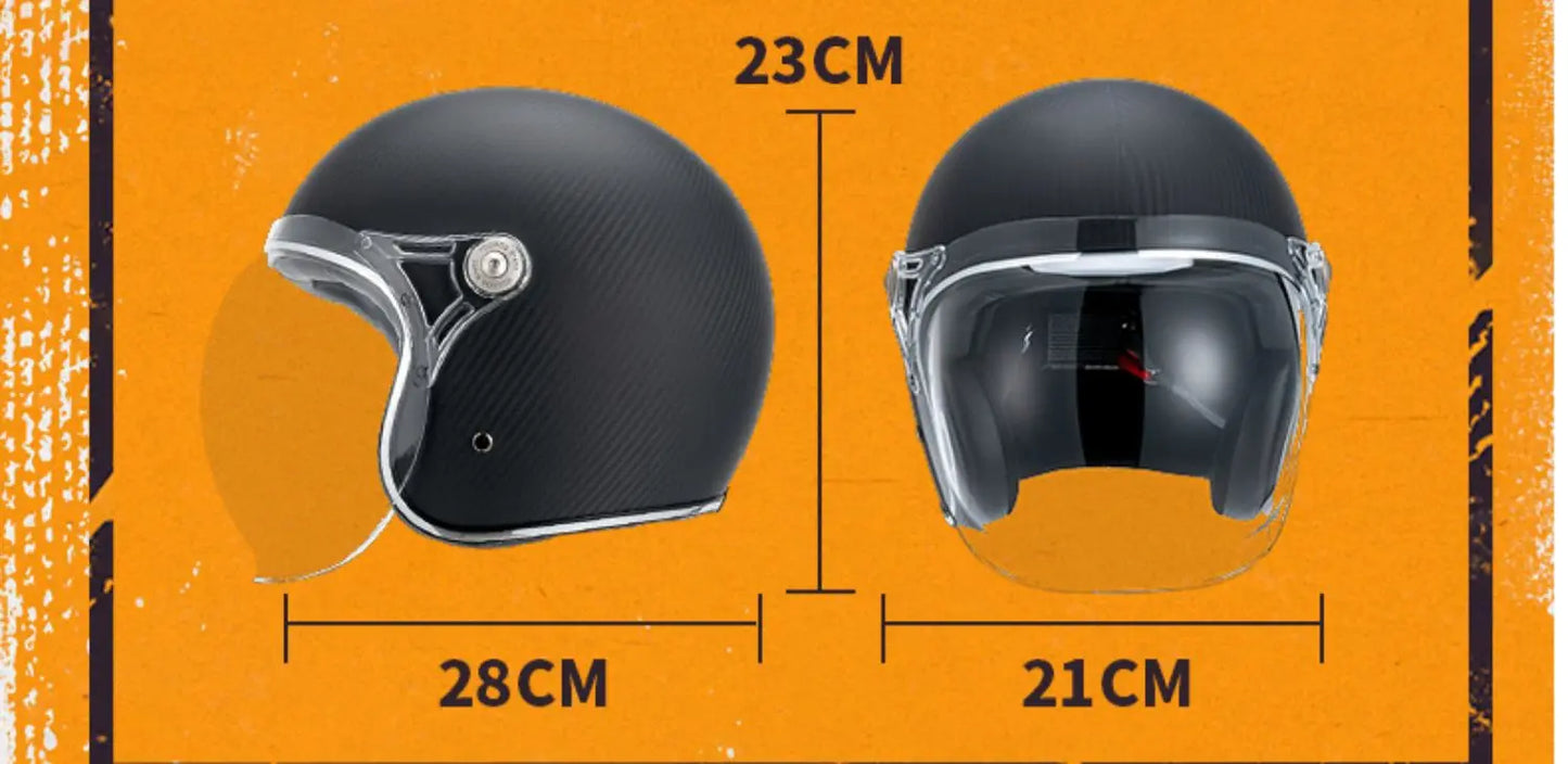 VCOROS Carbon fiber Retro Motorcycle Helmet Half Open face helmet fiberglass Cascos para motos DOT Certification