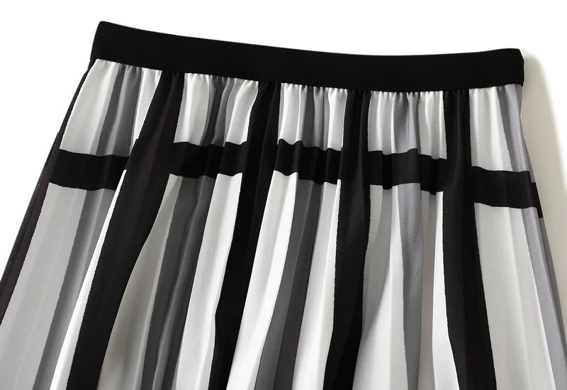 Organ pleated skirt for women, new high waist slimming mid length A-line skirt, pleated skirt, mesh skirt, mid length dress