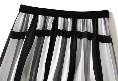 Organ pleated skirt for women, new high waist slimming mid length A-line skirt, pleated skirt, mesh skirt, mid length dress