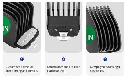 YINKE Clipper Guards for Wahl Hair Clippers Trimmers with Metal Clip Premium 6 Size Cutting Lengths Limit Guide Comb Attachments