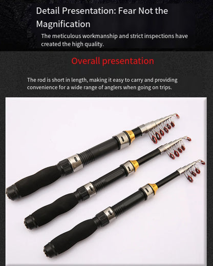 Mini Telescopic Sea Fishing Rod, Portable Spinning Rod 1.0-2.3m Ultra-Short Travel Rock Fishing Rod with Metal Spinning Reel