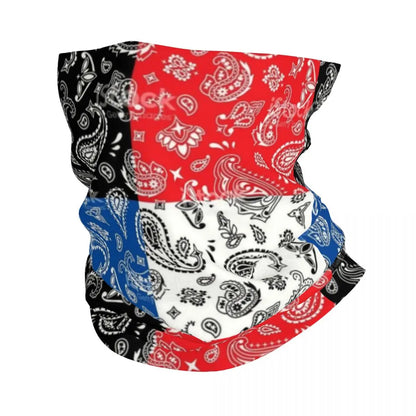 Custom Black Bandana Pattern Bandana Neck Gaiter for Hiking Cycling Women Men Wrap Scarf Paisley Style Headband Warmer