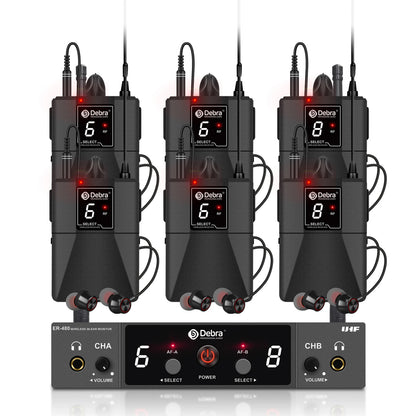 Debra UHF ER-480 Professional Wireless In-Ear Monitor System 50M Range Transmission 16 Frequency Adjustment for Church Stage