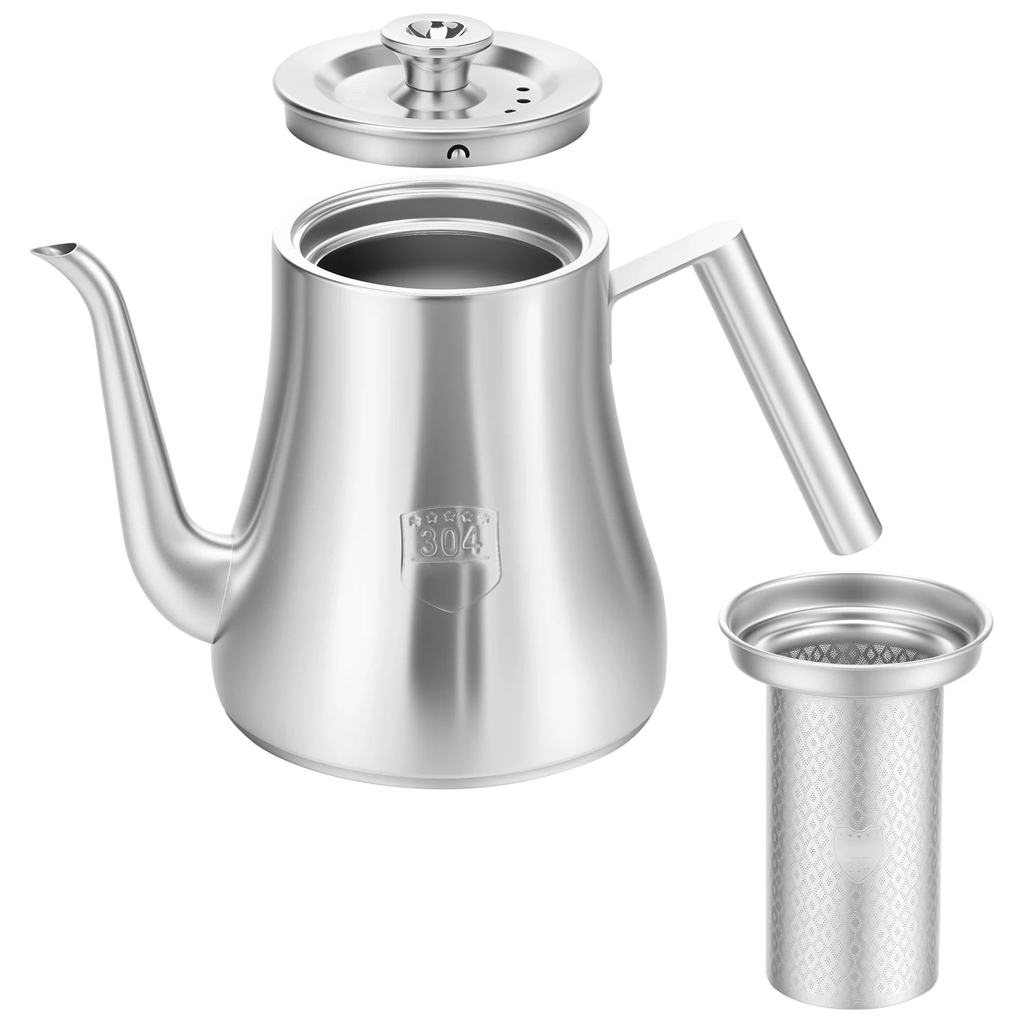 2L Stainless Steel Teapot With Removable Infuser Large Capacity Thickened Kettle Tea Set Gas Induction Home Camping