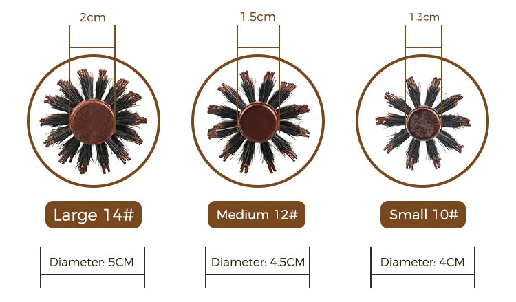 12 Style Wood Handle Round Rolling Brush Straight Twill Hair Comb Boar Bristle Round Barrel Hair Curling Brush Hairdressing Tool