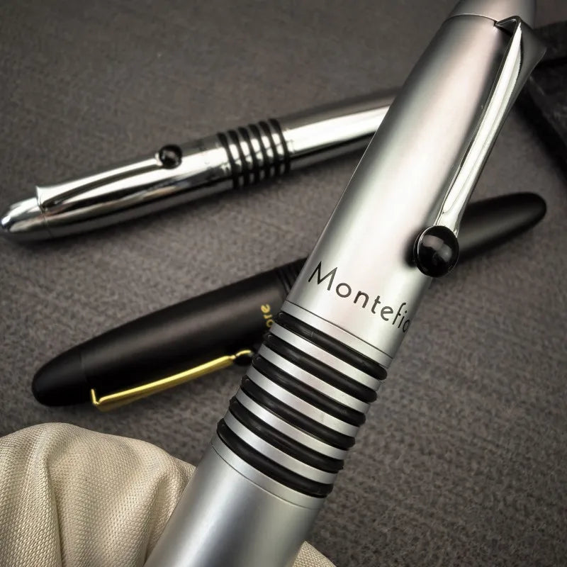 Benovel F857 Small Steel Cannon Pen Brass Chrome Plated All Metal Adult Student Calligraphy Practice Office Advanced Ink Pen