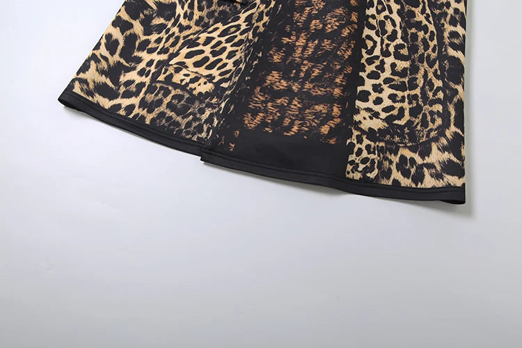 Kliou Leopard Print Trench Coat Woman Autumn Trend High Waist Bandage Cardigan Lapel Full Sleeve Street Fashion Style Clothing