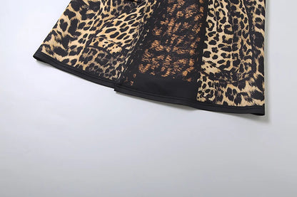 Kliou Leopard Print Trench Coat Woman Autumn Trend High Waist Bandage Cardigan Lapel Full Sleeve Street Fashion Style Clothing