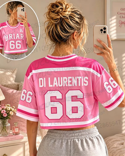 Summer Women's Off Campus Briar University Graham 44 DI LAURENTIS 66 Crop Top Football Jersey Short Sleeve Crop T-shirt Tops