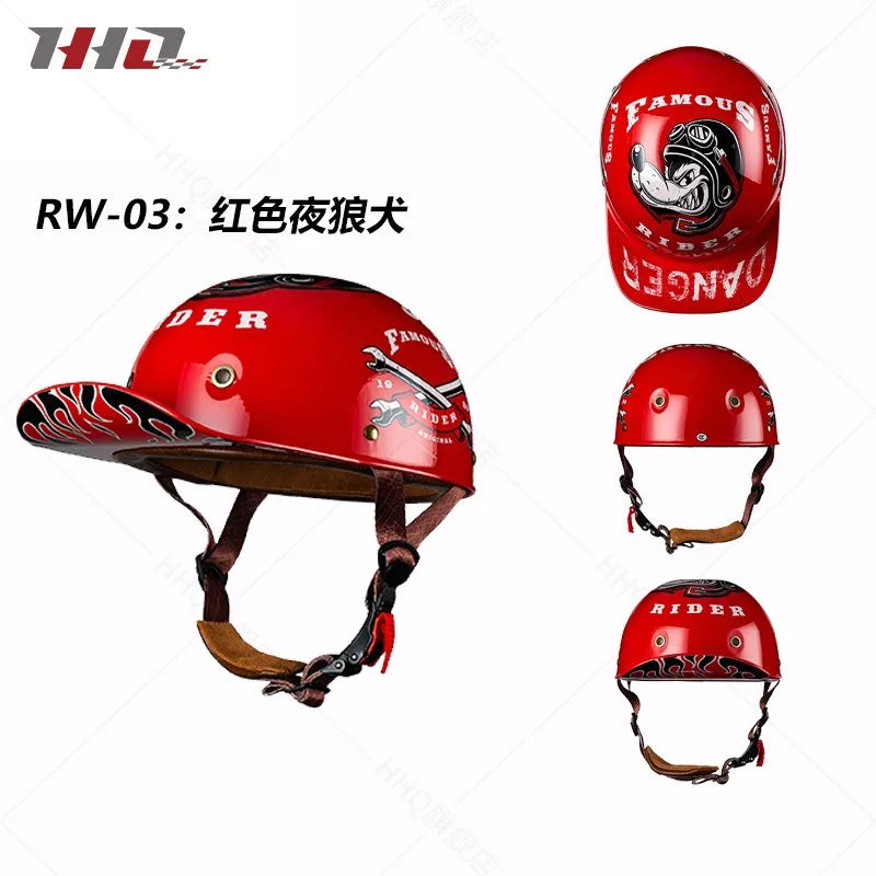 Retro Bucket Half Helmet for Men & Women - Motorcycle & Electric Bike Safety Helmet