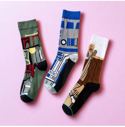 1 pair Autumn Winter Anime Socks Movie Women socks Master Yoda R2-D2 Cosplay Socks Wookiee Jedi Knight Novelty Men's Socks 37-45