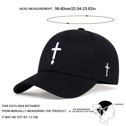 Unisex Simple Cross Water Drop Embroidery Baseball Caps Spring and Autumn Outdoor Adjustable Casual Hat Sunscreen Hat