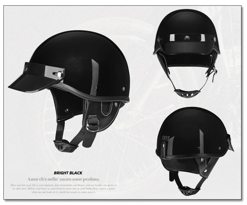 Motorcycle Half Helmet Vintage Motorbike Helmets Men Women Unisex Scooter Four Seasons Helmet Motocross Open Face Helmet S-XL