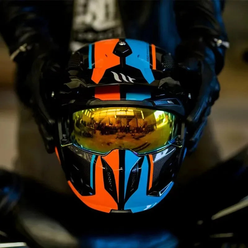 MT Street Fighter Motorcycle Helmet Detachable Combination Electroplated Gold Helmet ECE DOT Certification Full Face Casco Moto