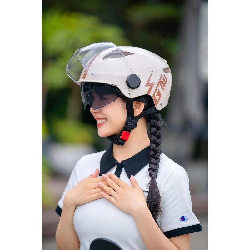 New Fashion ABS Unisex Motorcycle Helmets Motorcycle Accessories Helmet for Adults Long Lens White