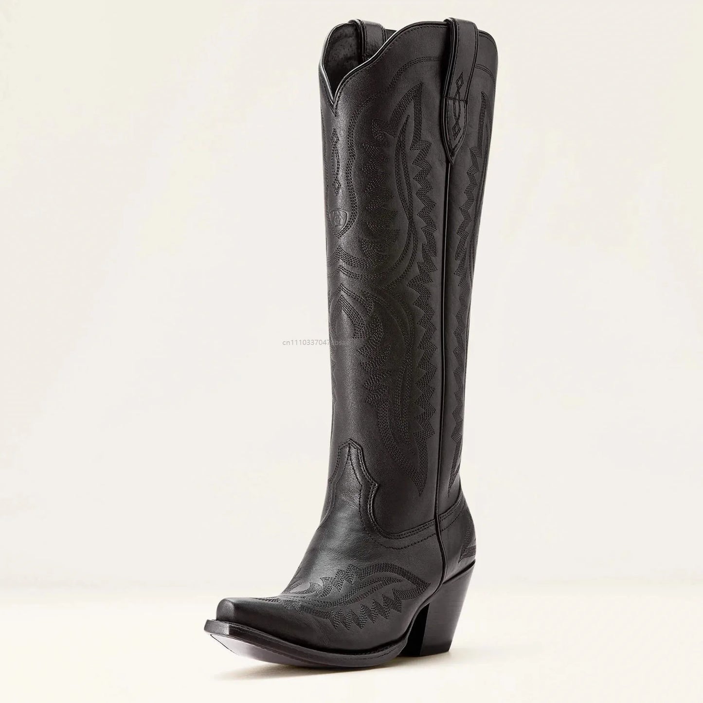 Women Western Cowboy Style Boots Pointed Thick High Heels Knee Length Embroidered Boot Autumn Block Heel Retro Casual Shoes
