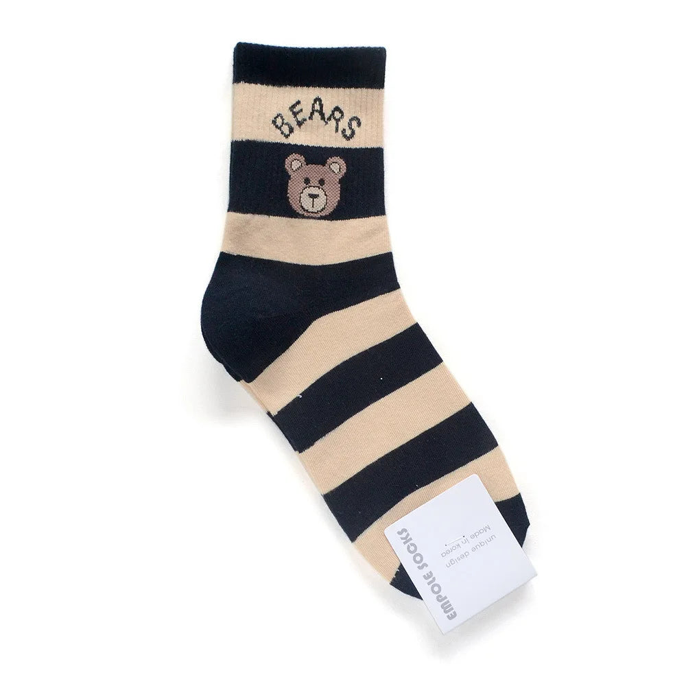 New Good Quality Cartoon Elegant Lady Bear Women's Cute Socks Cotton Harajuku Style Woman Novelty Breathable Sox Christmas Gifts