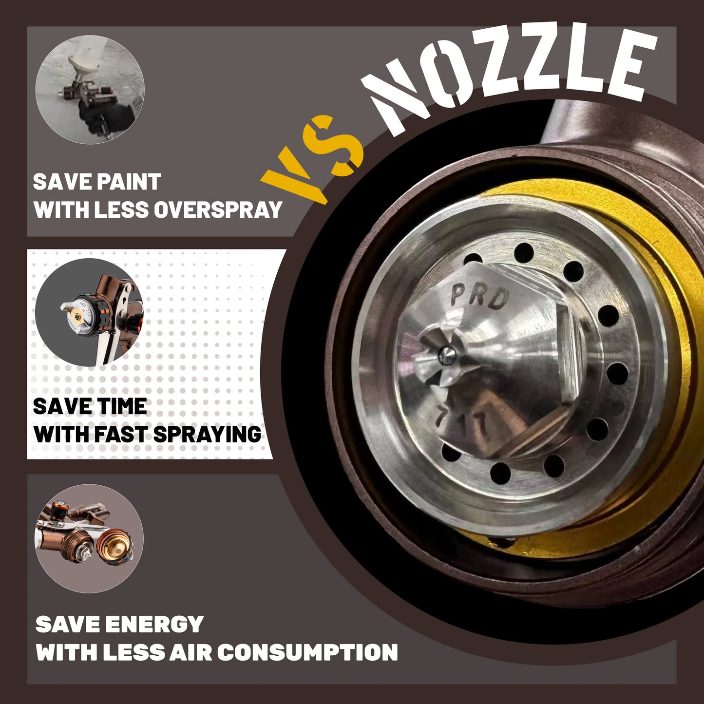 Original PORPHIS Spray Gun PRD-717 Car Paint Spray Gun 1.3/1.4mm Nozzle Paint Gun Water Based Air Spray Gun Airbrush
