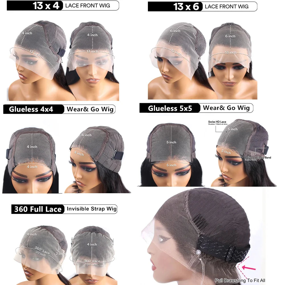 Straight 13x6 Lace Front Human Hair Wigs 360 Transparent Full Lace Wig 4x4 5x5 Lace Glueless Wigs For Black Women 30 40 Inches