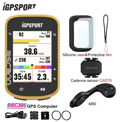 iGPSPORT BSC300 BSC 300 Yellow Computer ANT+ Wireless Bike Speedometer Bluetooth GPS route navigation notification Odometer