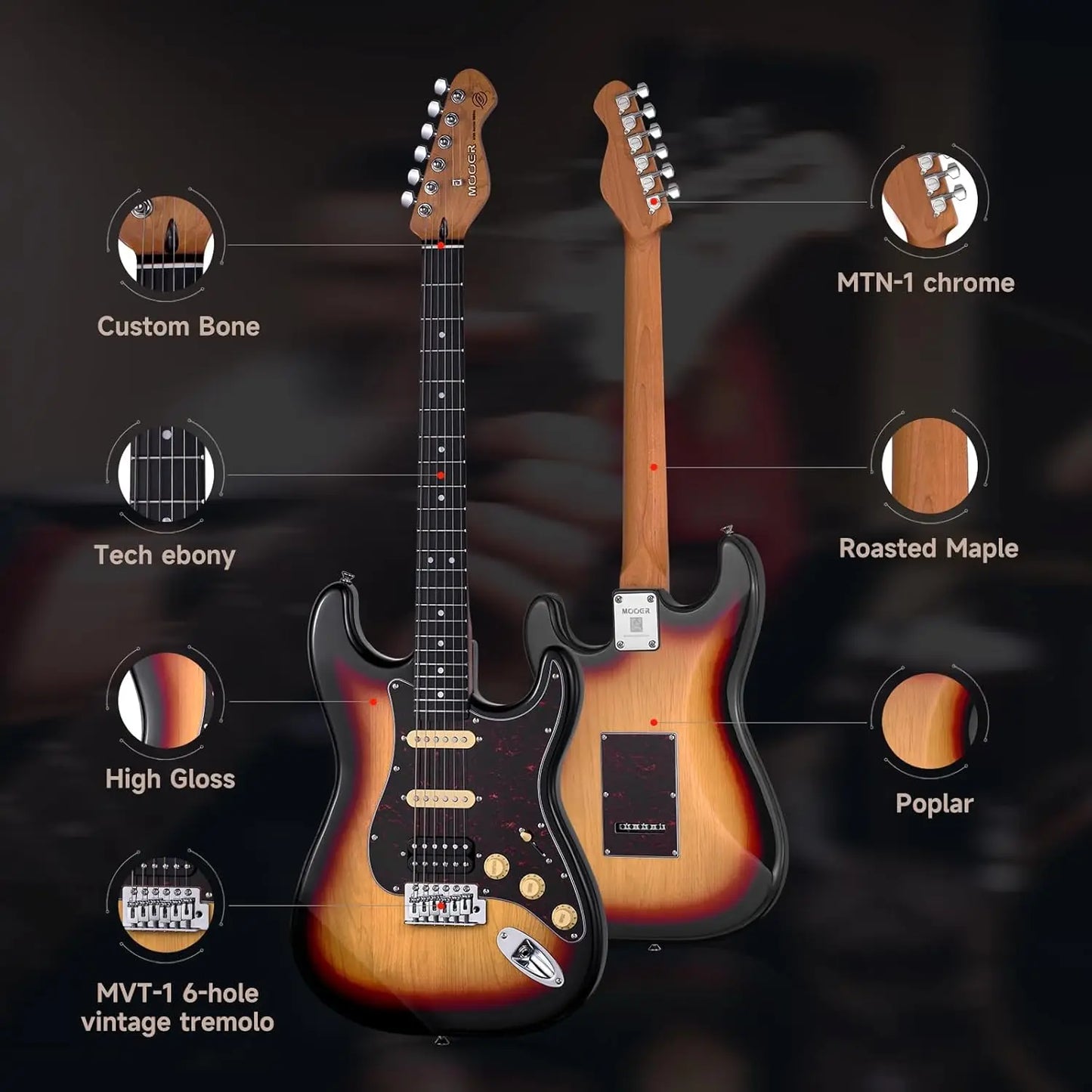 MOOER MSC10 Pro Series Electric Guitar Sunburst